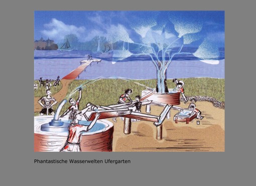 Illustration: Entwurfsskizze für den Erlebnisraum Wasserwelten