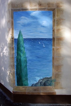 Illusionsmalerei: Mediterraner Meeresblick, Ferienwohnung