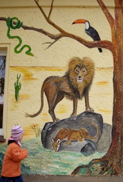 Fassadenmalerei: Afrika, L&ouml;wen