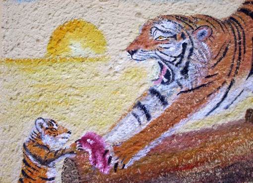 Fassadenmalerei: Tiere Asiens, Tiger