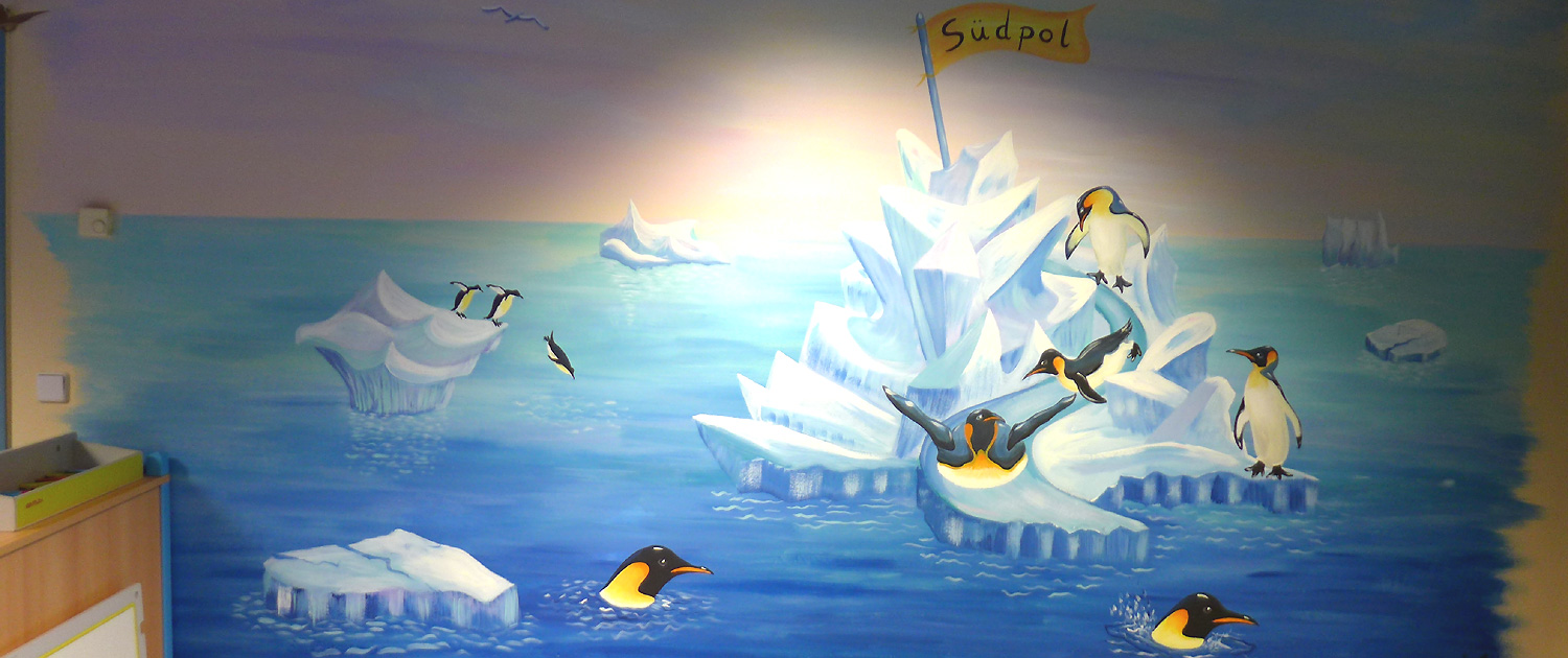 Anne Kraatz - Lebendige Gestaltung - Bei der Arbeit Wandmalerei-Kinderklinik-Suedpol