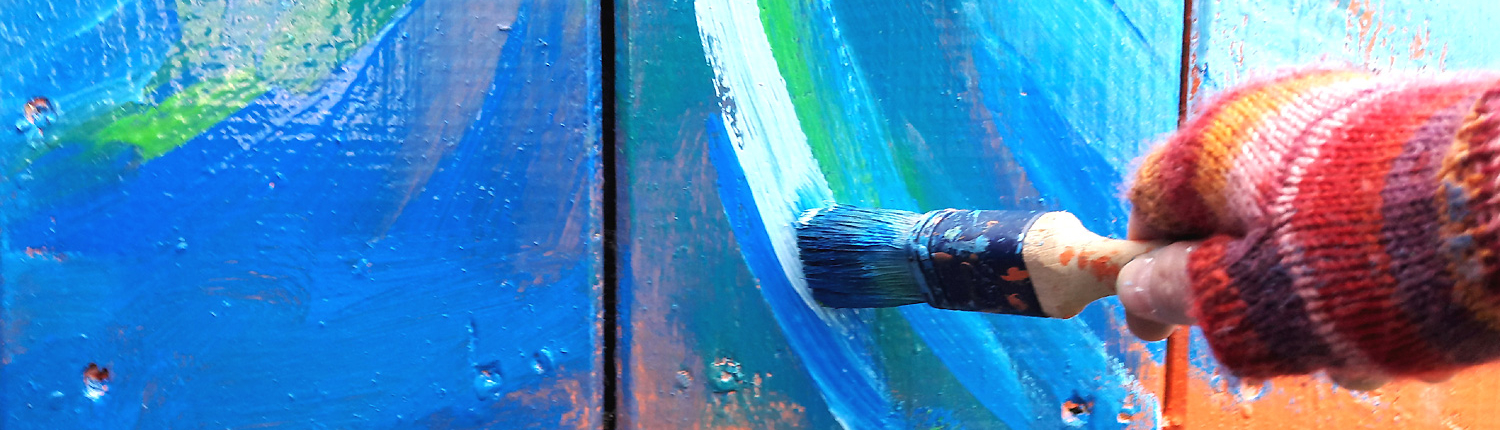 Anne Kraatz - Lebendige Gestaltung - Bei der Arbeit Wandmalerei Pinselstrich Anne Kraatz - Lebendige Gestaltung - Bei der Arbeit Wandmalerei Pinselstrich